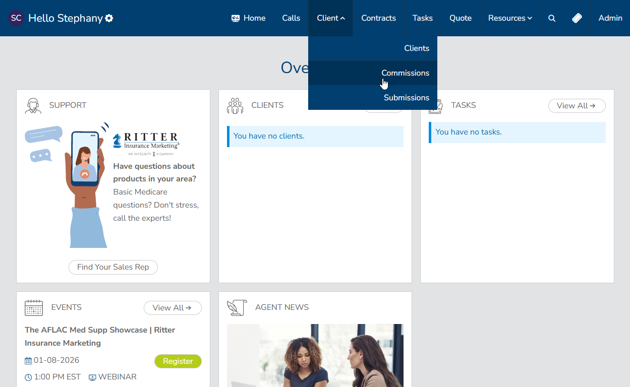 Ritter Platform Commissions Drop-Down