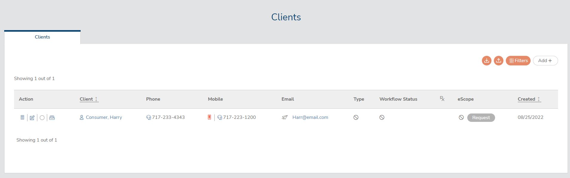 Ritter Platform Client List Start Call Screenshot