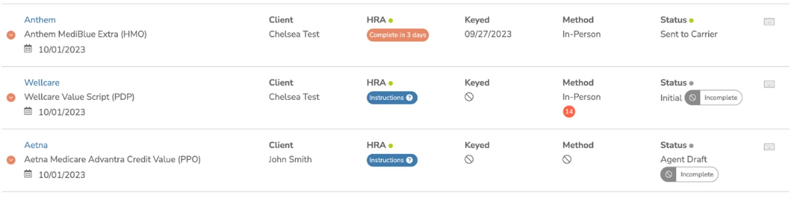 Ritter Platform HRA Submission Records View